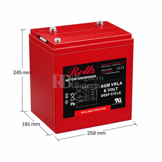 Bater�a ROLLS S6-245AGM-RE |  6 Voltios 245 Amperios C20